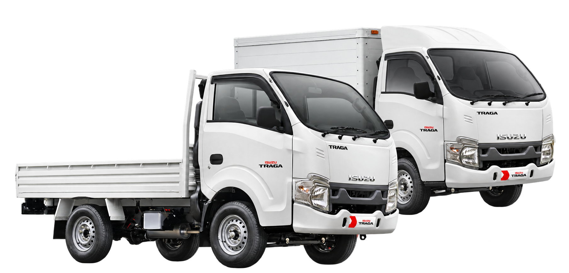 Truck Isuzu Traga warna putih, tampak samping